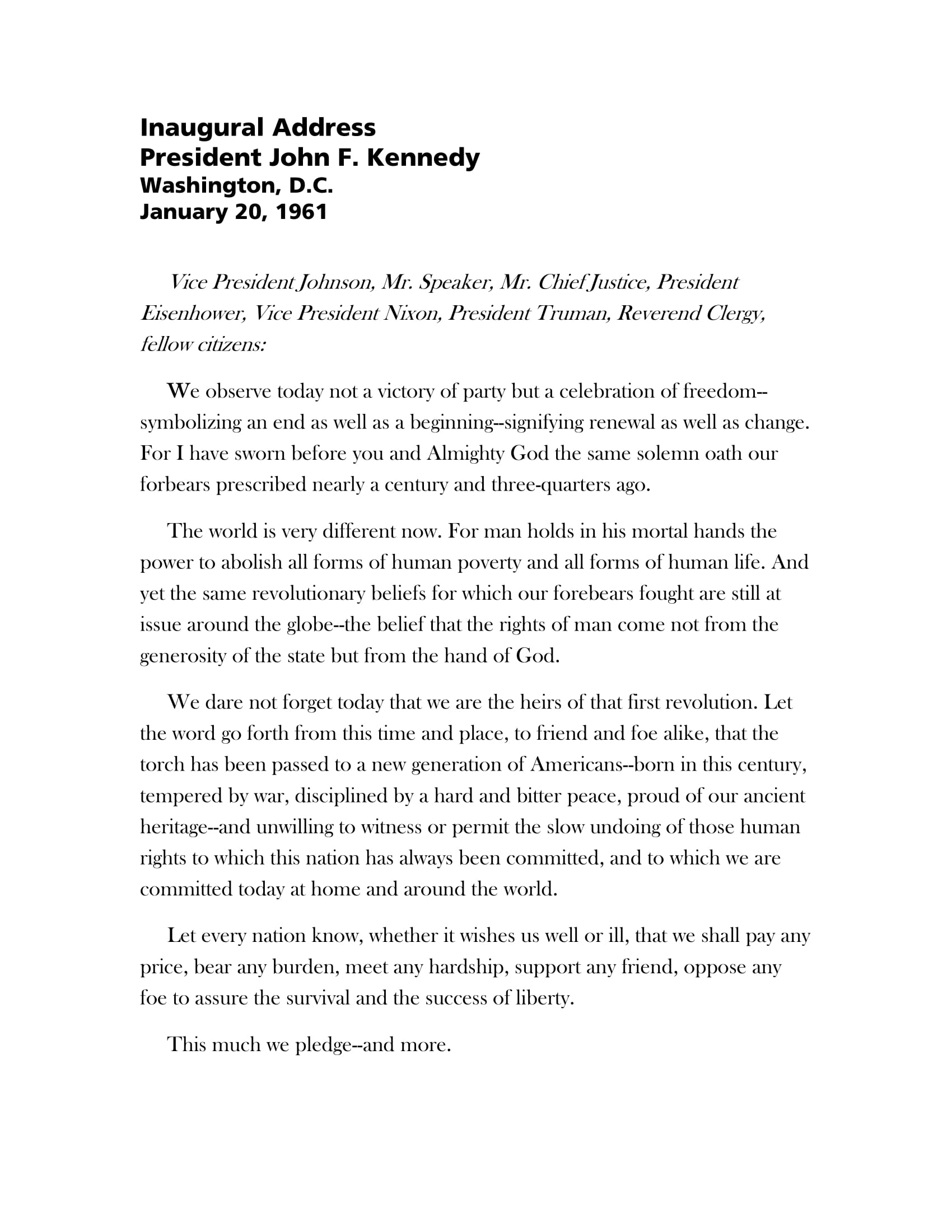 9 Inauguration Speech Examples PDF Examples
