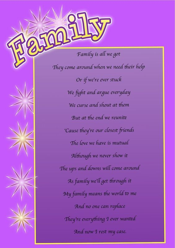 A Poem About Family By Alice And Karolina Family Poems 