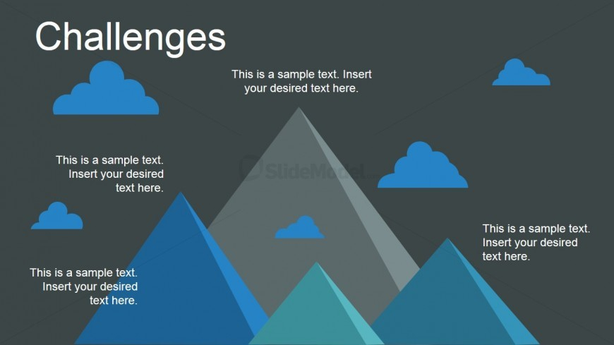 Animated Mountains Featuring Challenges Metaphor SlideModel