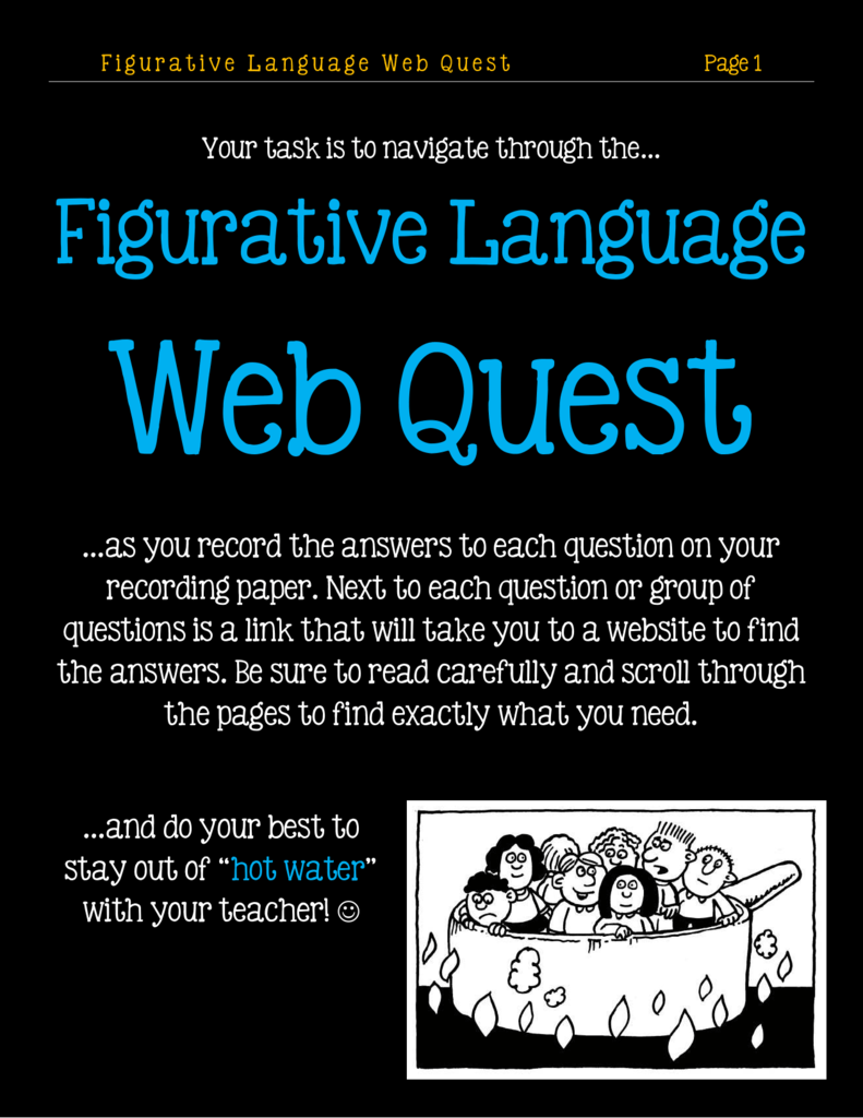 Figurative Language Web Quest Figurative Language 