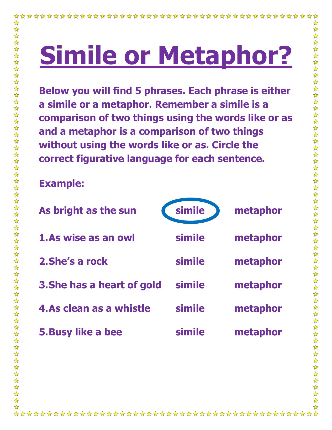 Metaphor Sentence Examples Metaphor Examples