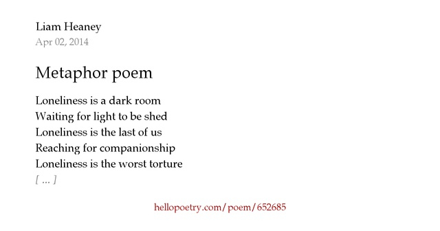 Metaphor Poem By Liam Heaney Hello Poetry