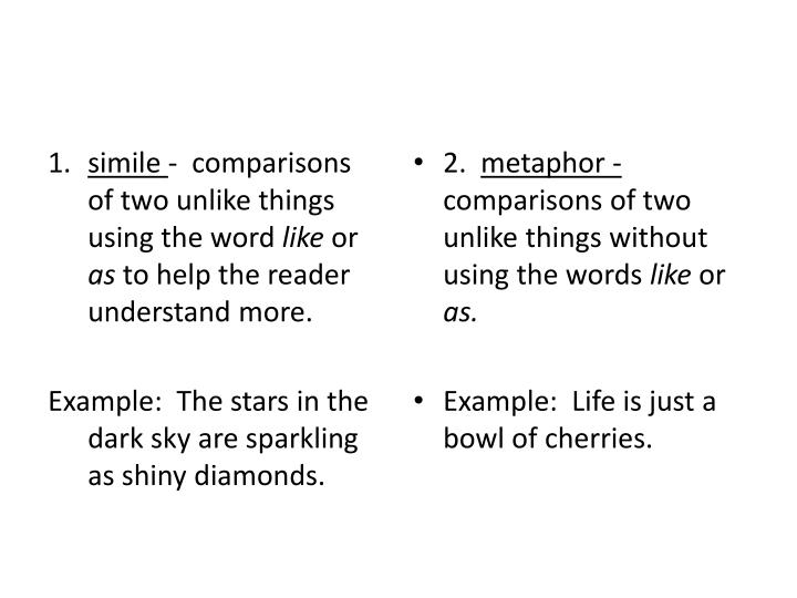 PPT 2 Metaphor Comparisons Of Two Unlike Things 
