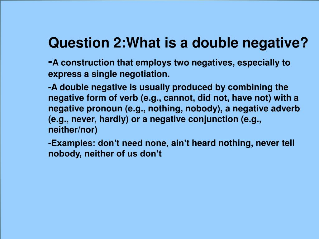 PPT Double Negatives PowerPoint Presentation Free 